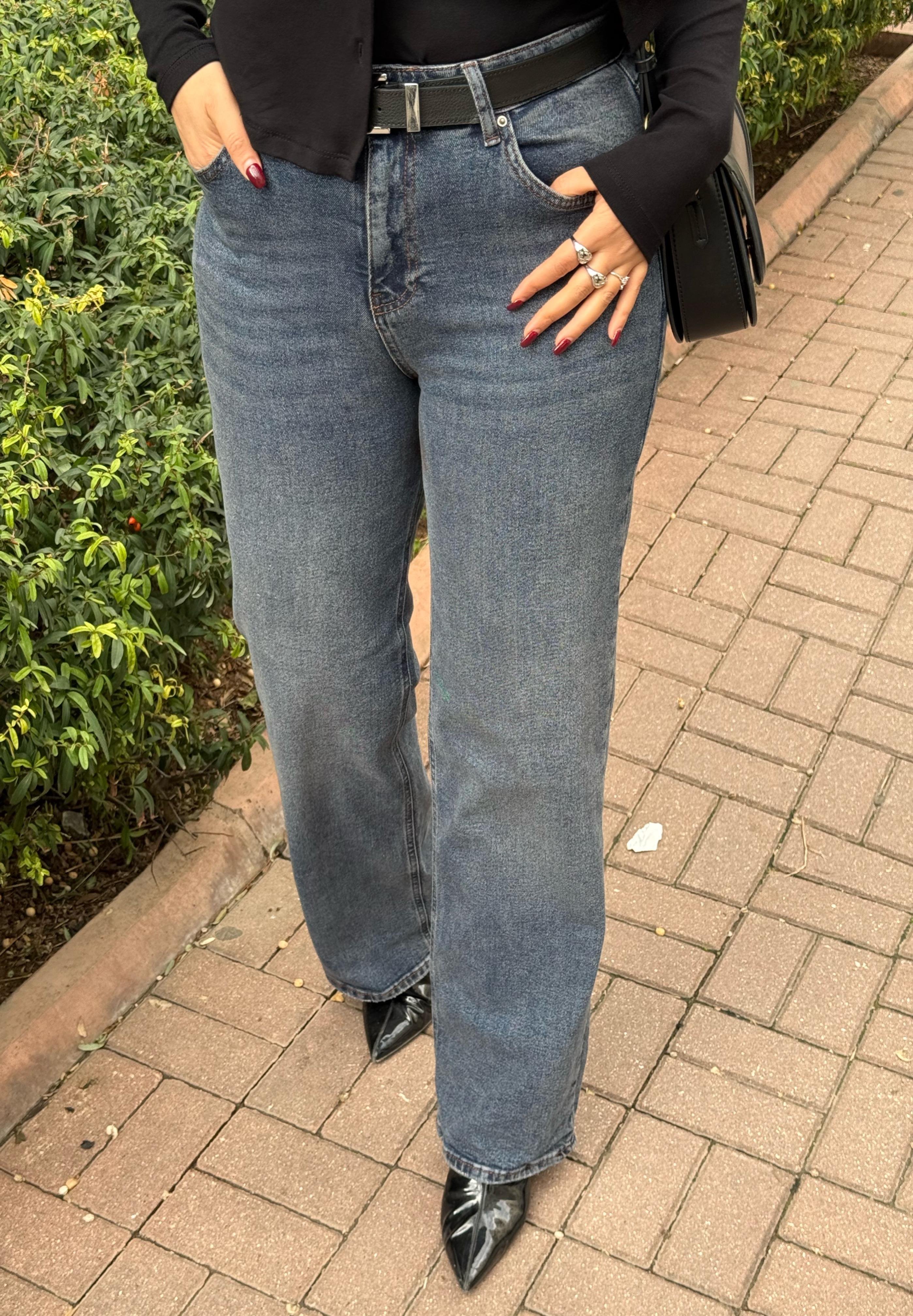 Wıde Leg Kemerli Jean 