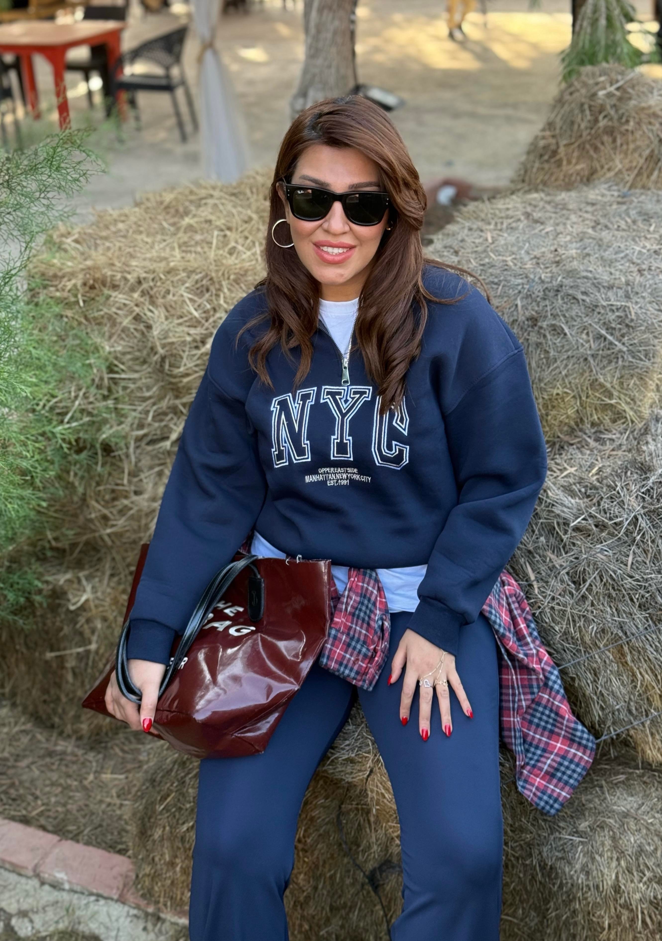 Yakası Fermuarlı Sweatshirt Lacivert
