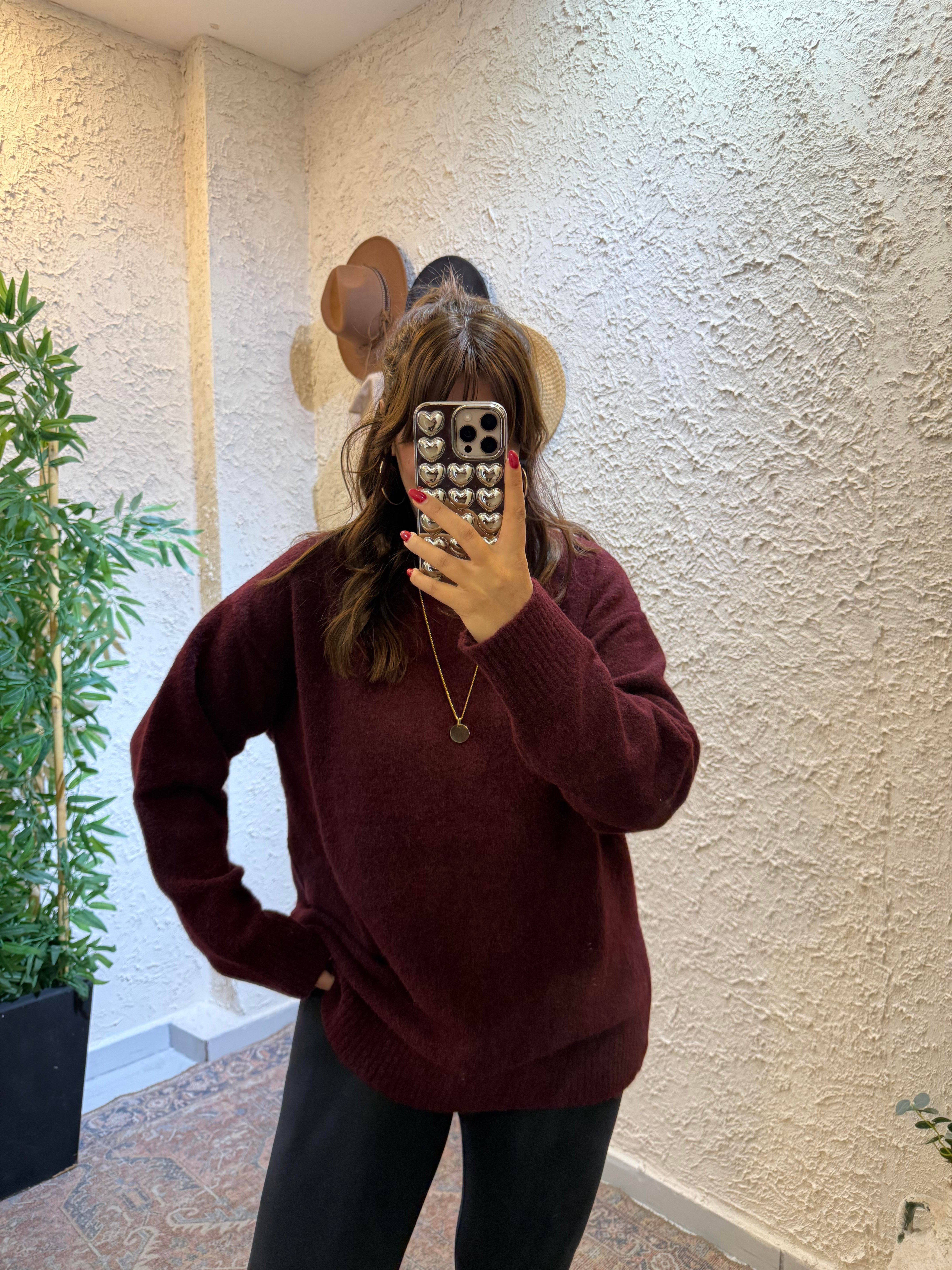 Yumoş Oversize Kazak Bordo