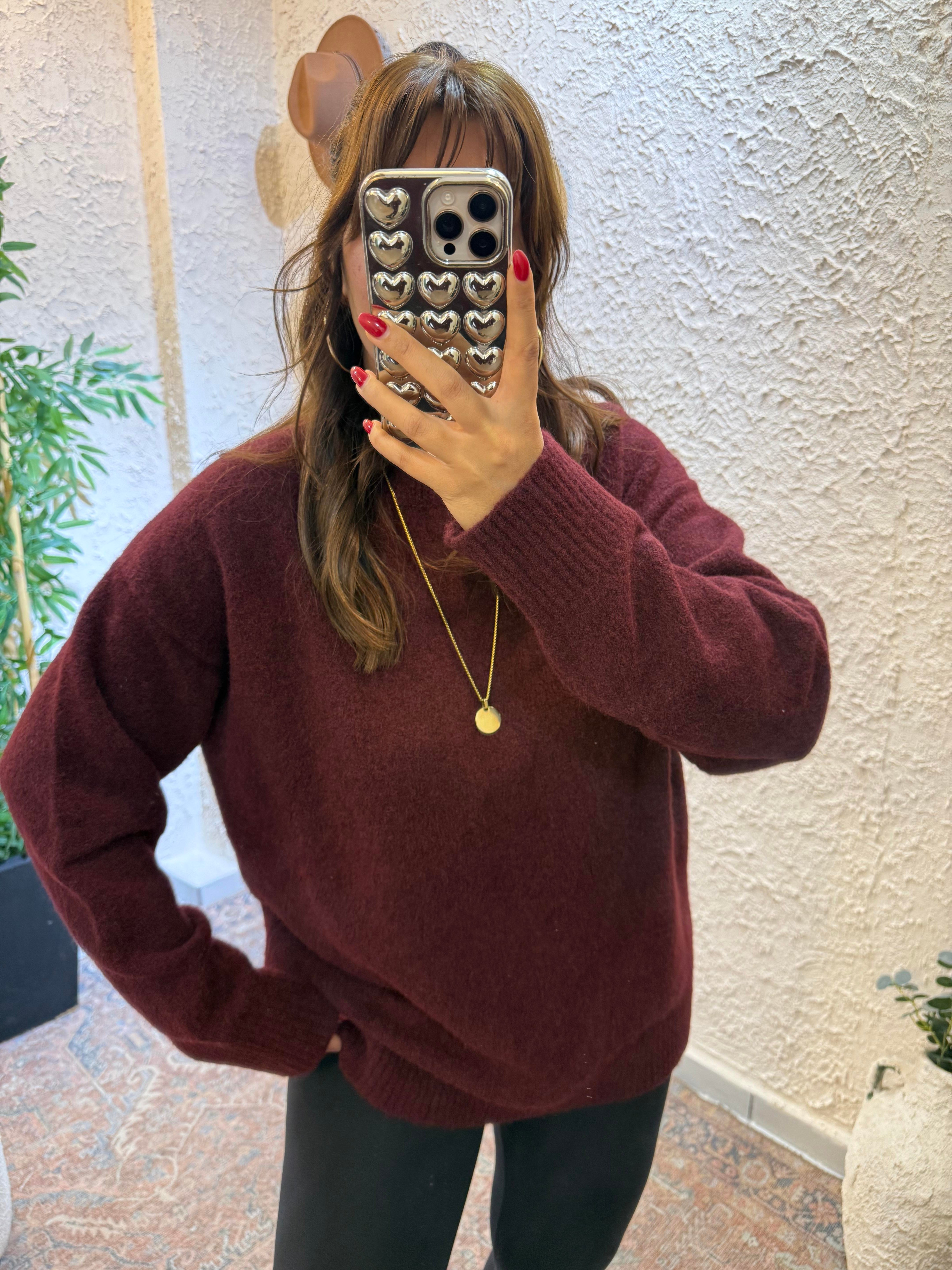 Yumoş Oversize Kazak Bordo