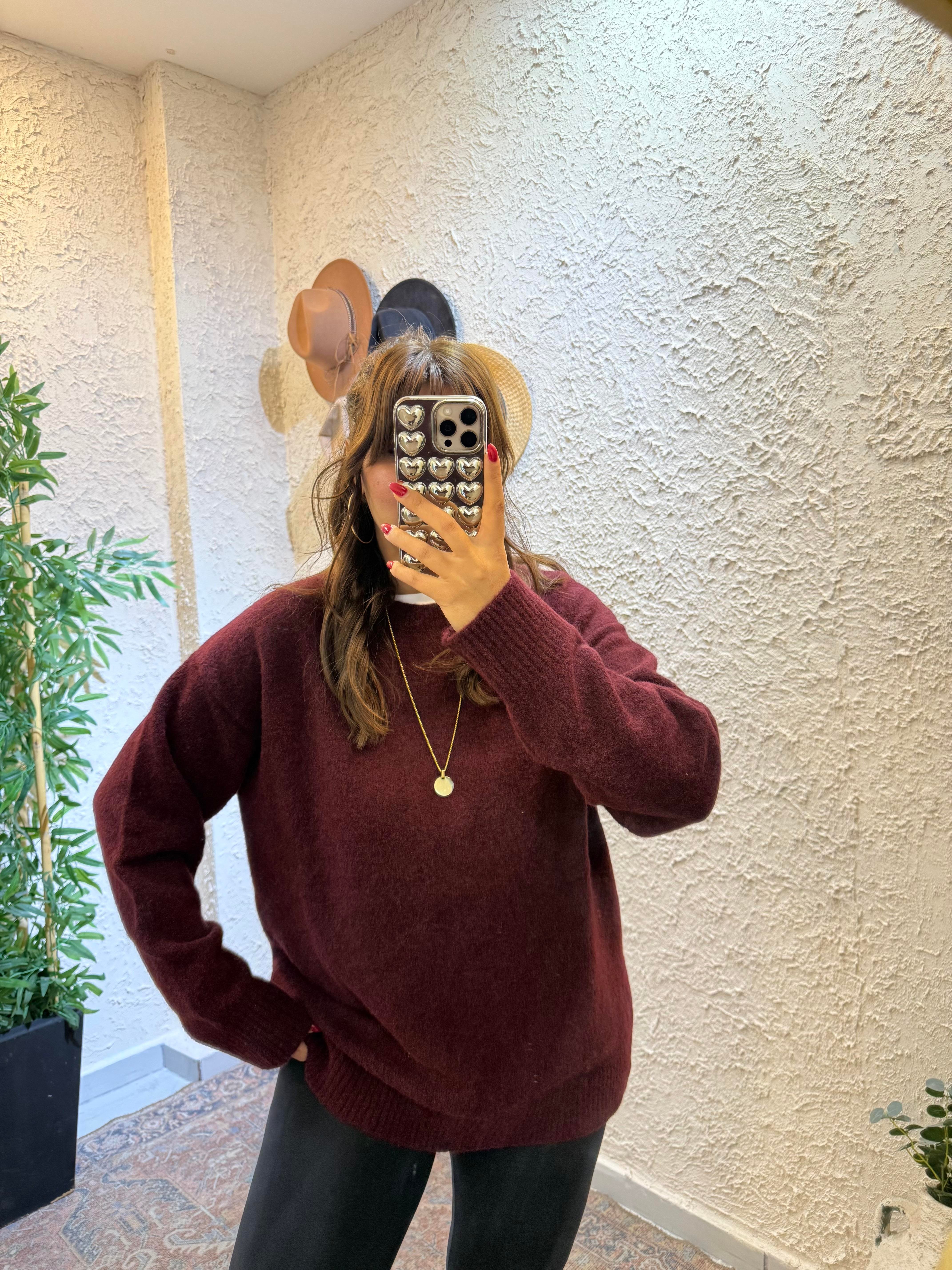 Yumoş Oversize Kazak Bordo