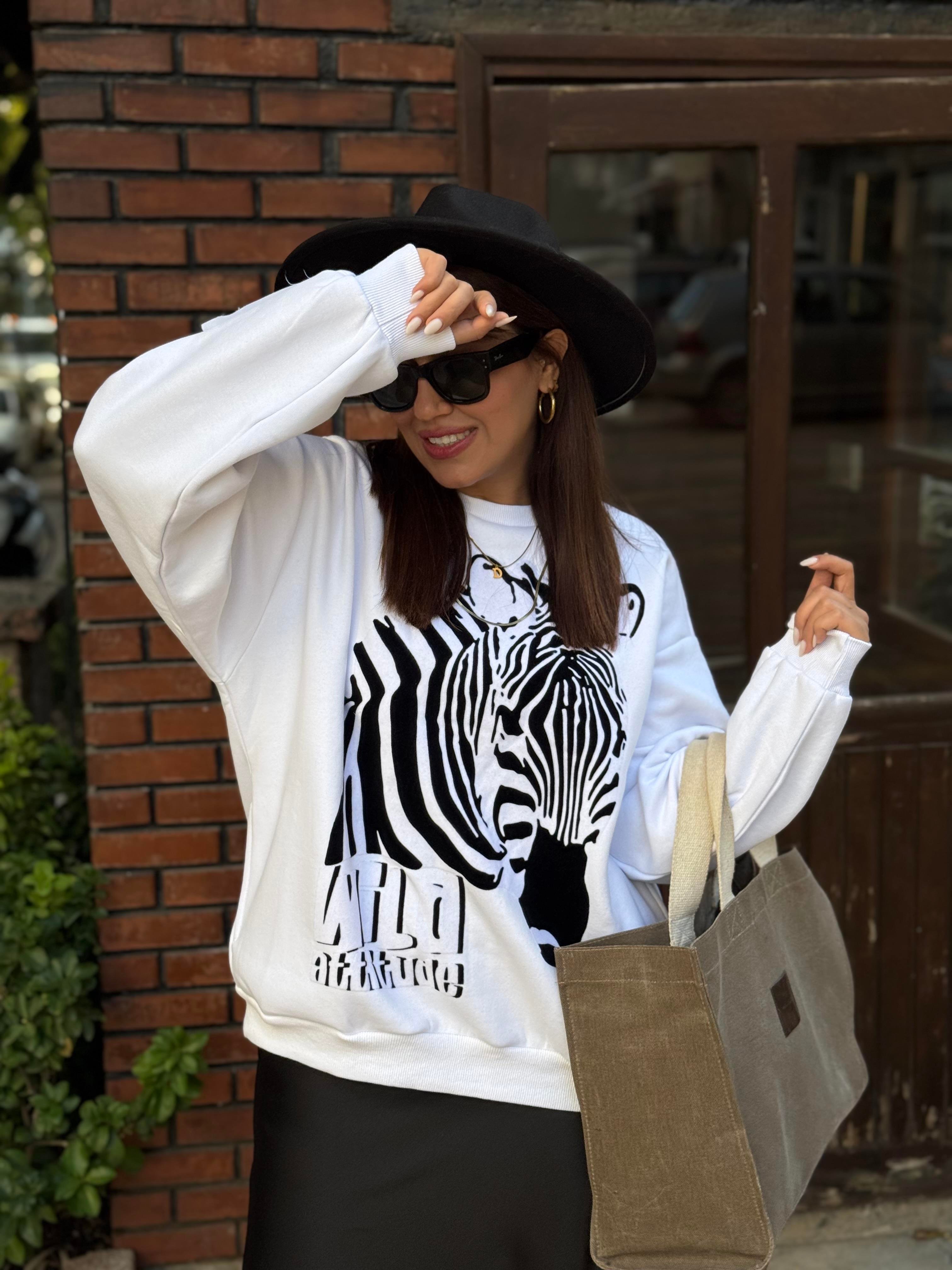 Zebra desen sweatshirt 