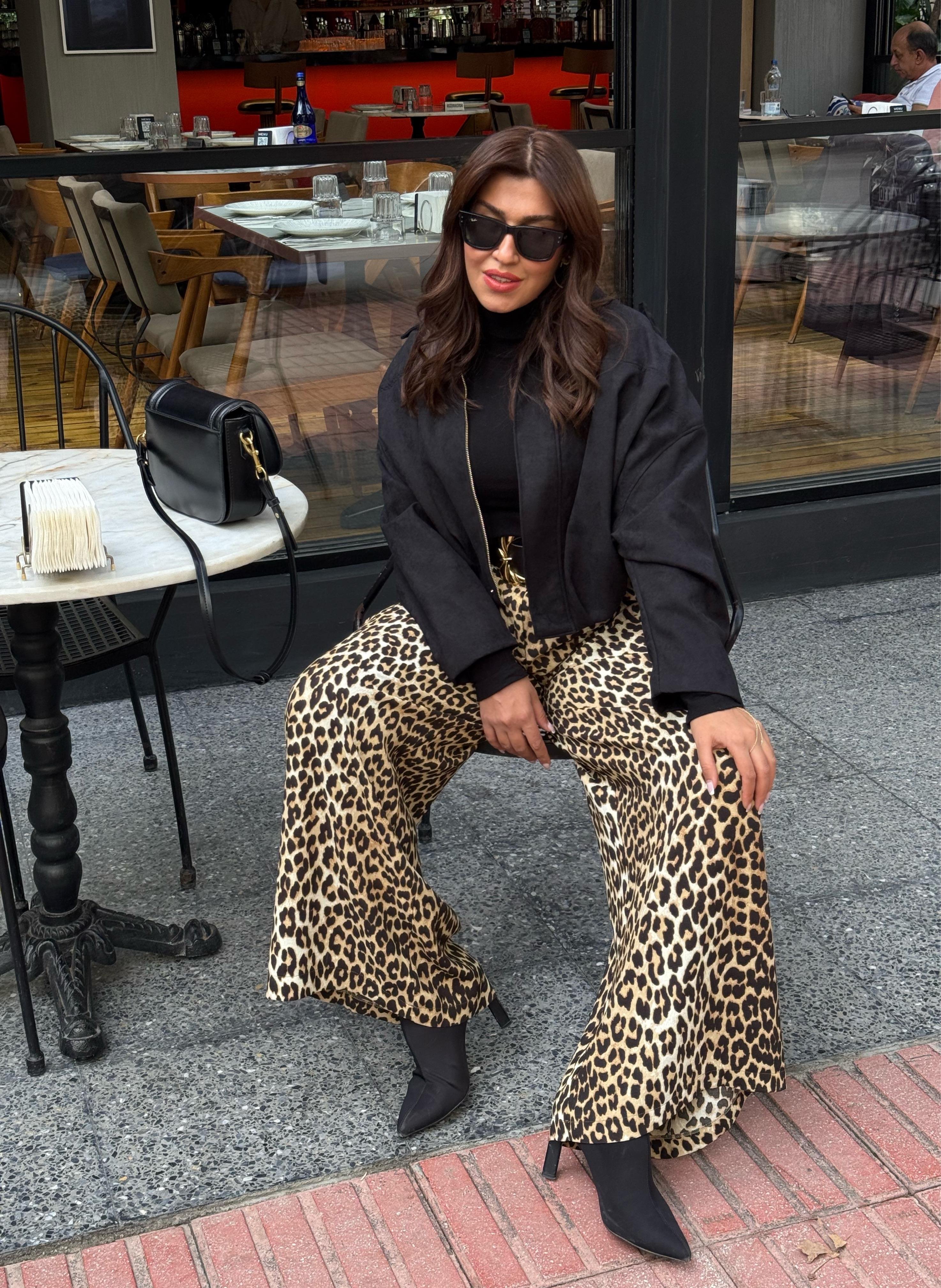 Zr kemerli pantolon leopar