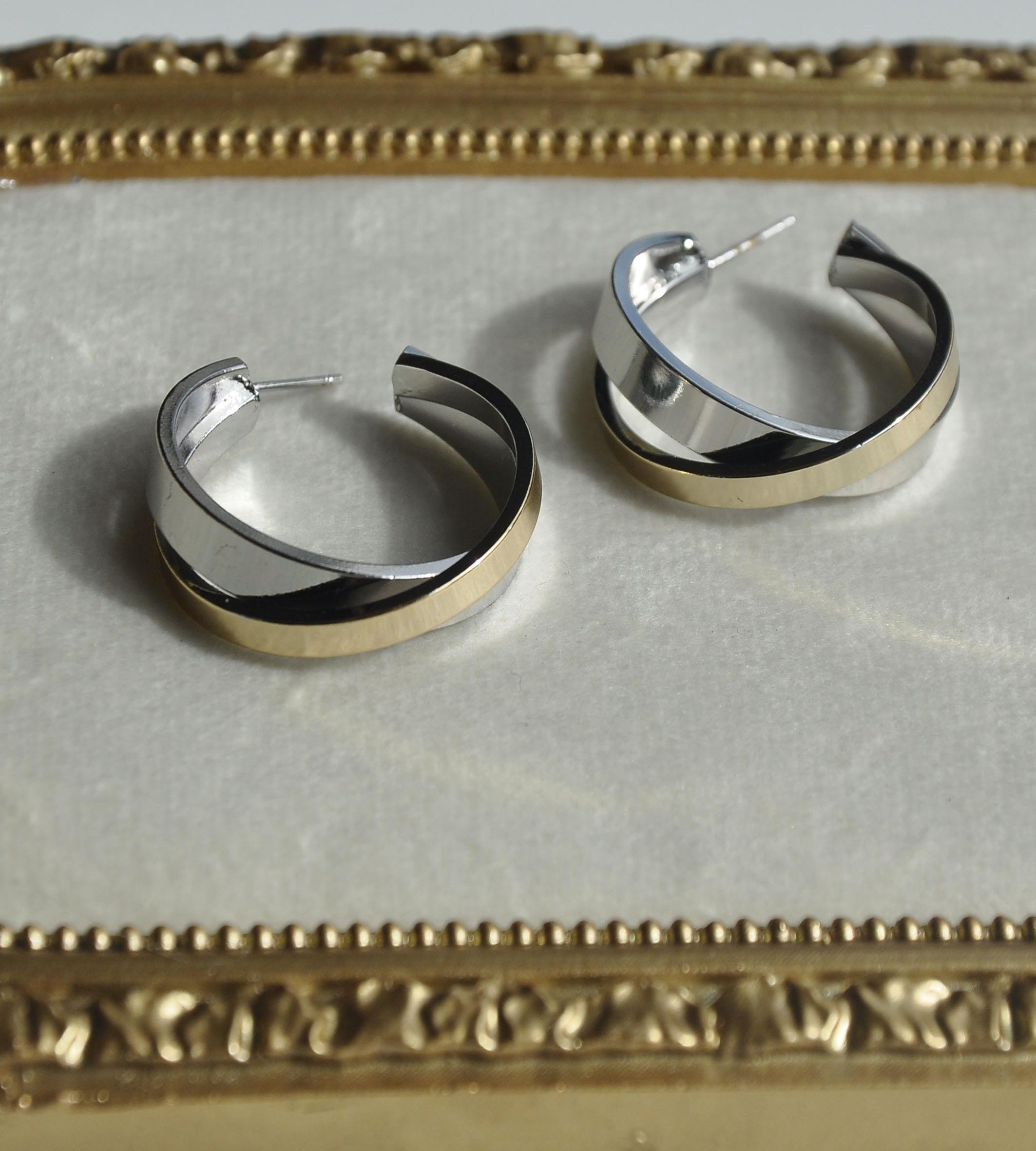 Gold silver  çelik  halka küpe
