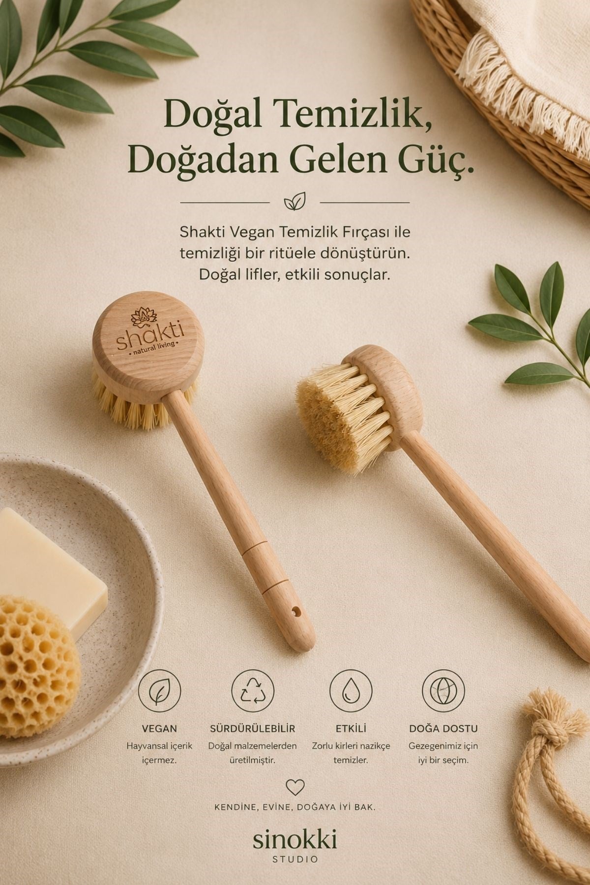 Ahşap Saplı Vegan Saç Tarağı