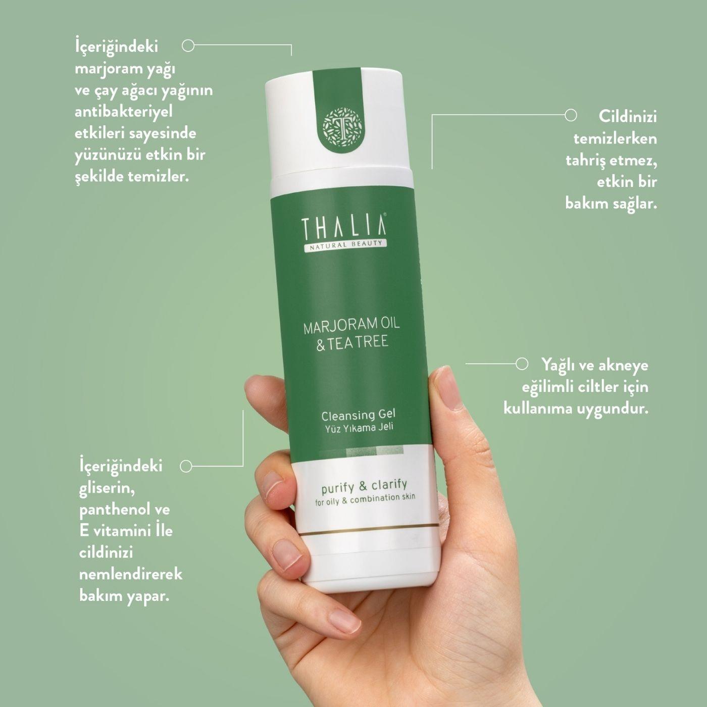 Akne Gidermeye & Gözenek Sıkılaştırmaya Yardımcı Yüz Temizleme Jeli 200ml Mercan Köşk (Marjoram)