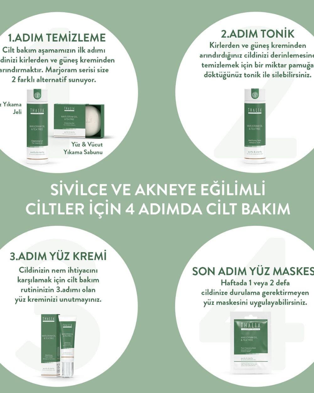 Akne Gidermeye & Gözenek Sıkılaştırmaya Yardımcı Yüz Bakım Maskesi 15 ml Mercan Köşk (Marjoram)