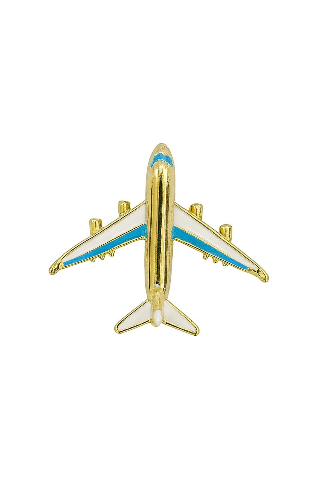 BEYAZ MAVİ UÇAK İĞNELİ BROŞ