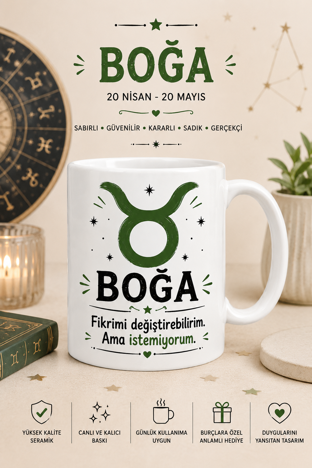 Boğa Burcu Baskı Kupa