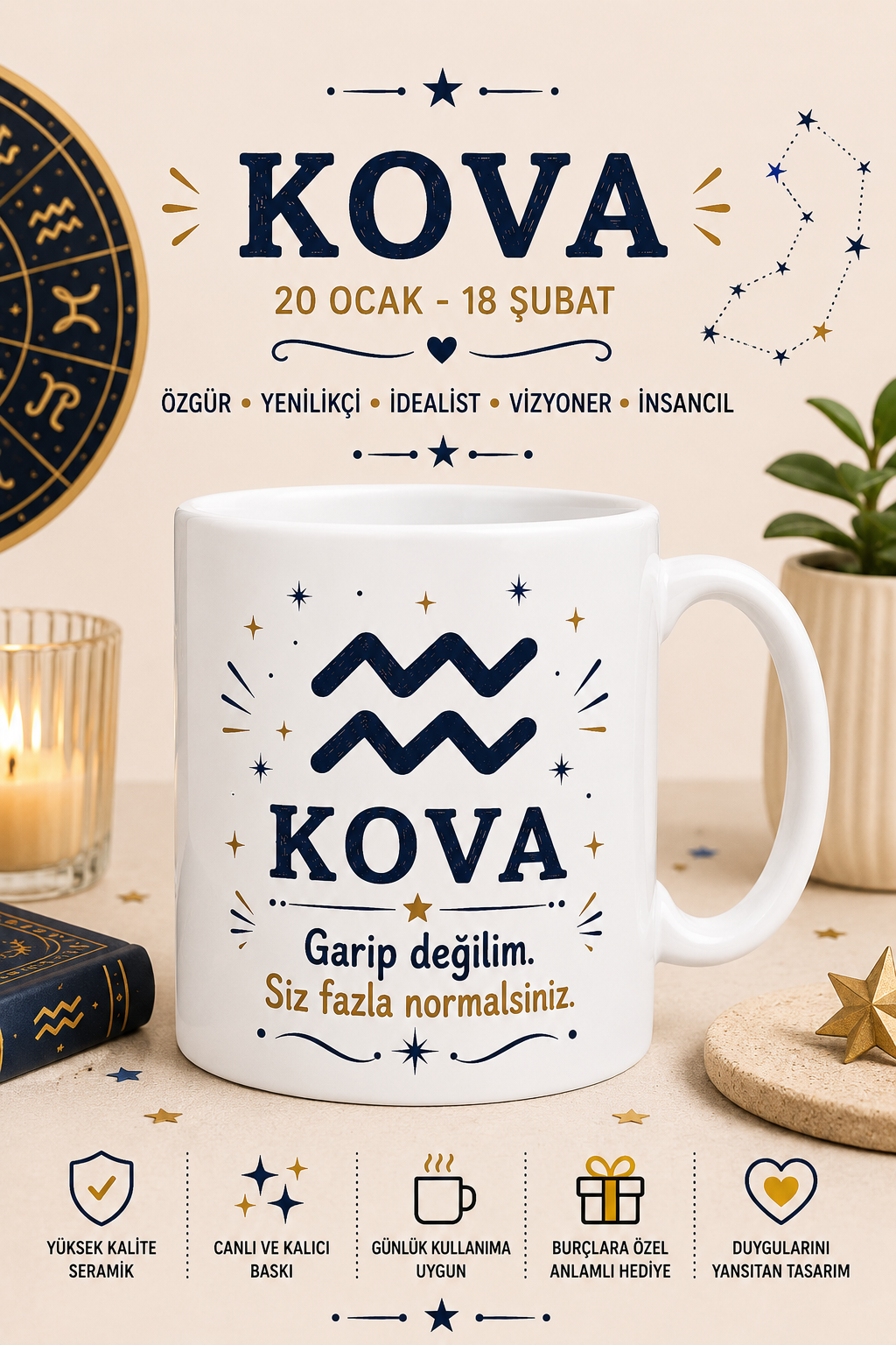Kova Burcu Baskı Kupa