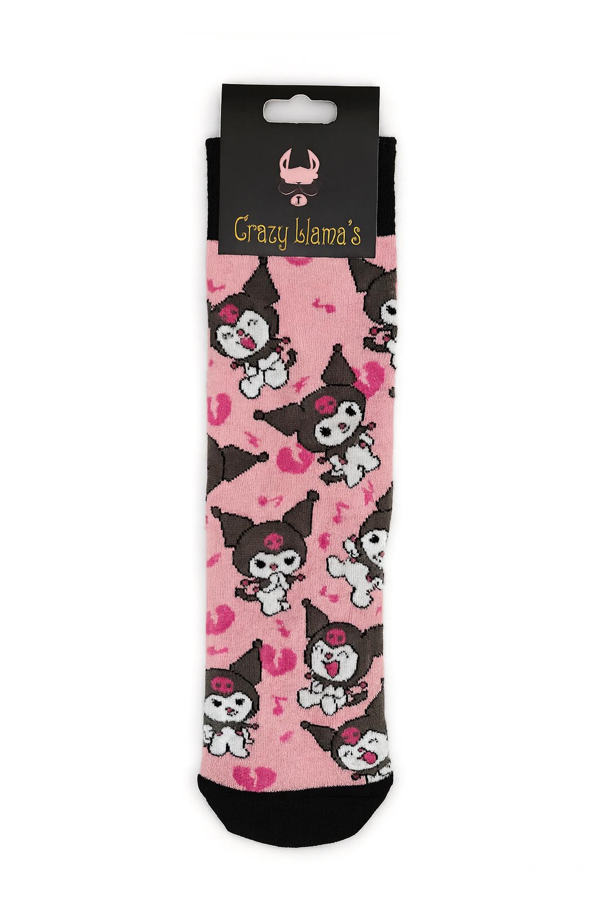 Kuromi Tam Boy Desen Pembe Çorap