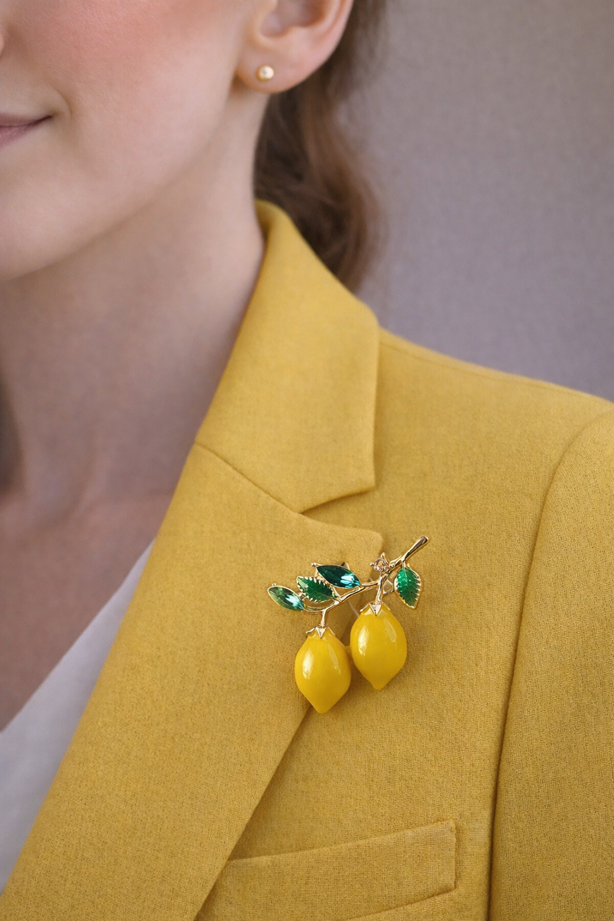Limon Dalında İğneli Broş