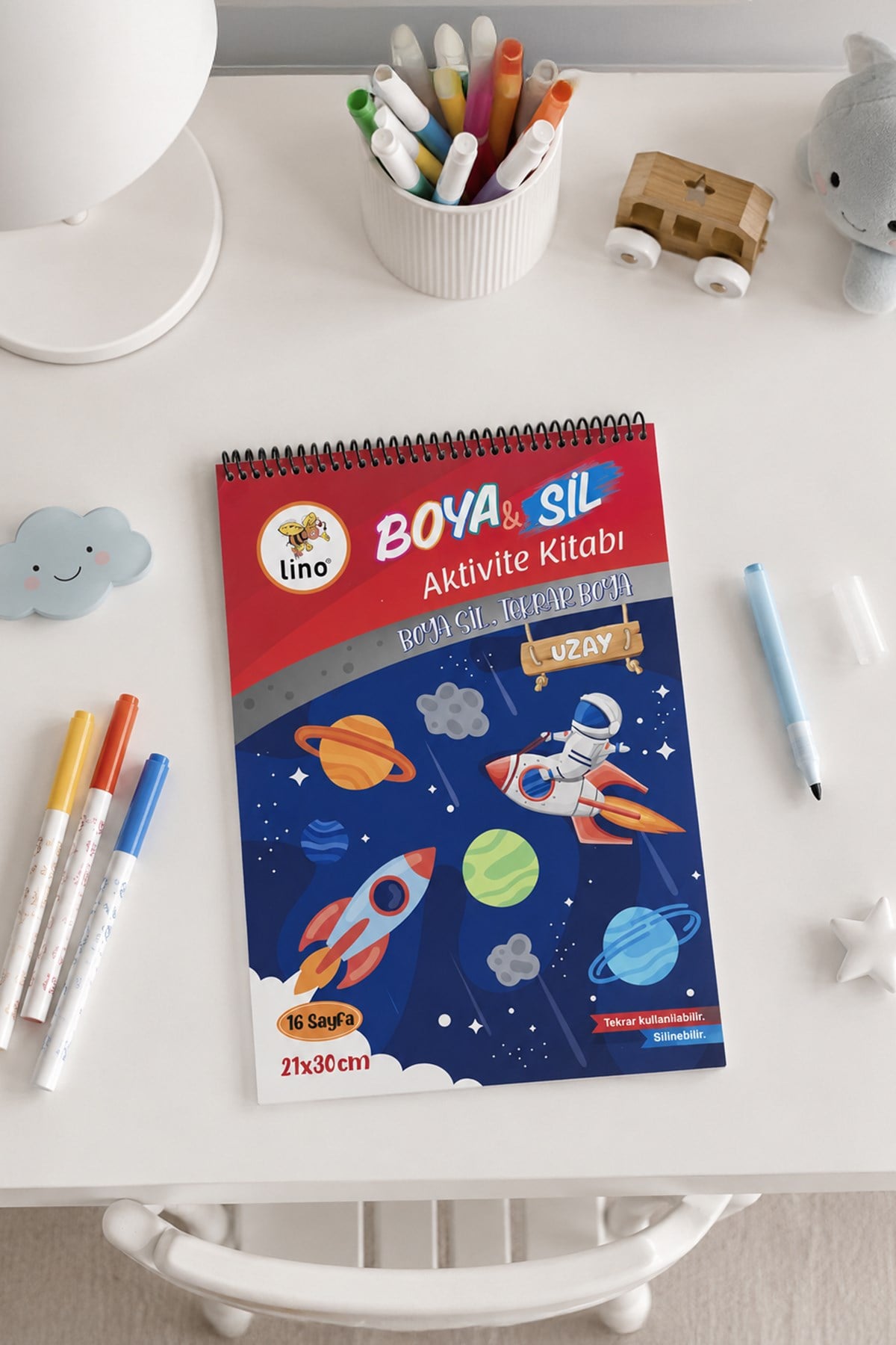 Lino Boya Sil Aktivite Boyama Kitabı (Uzay)
