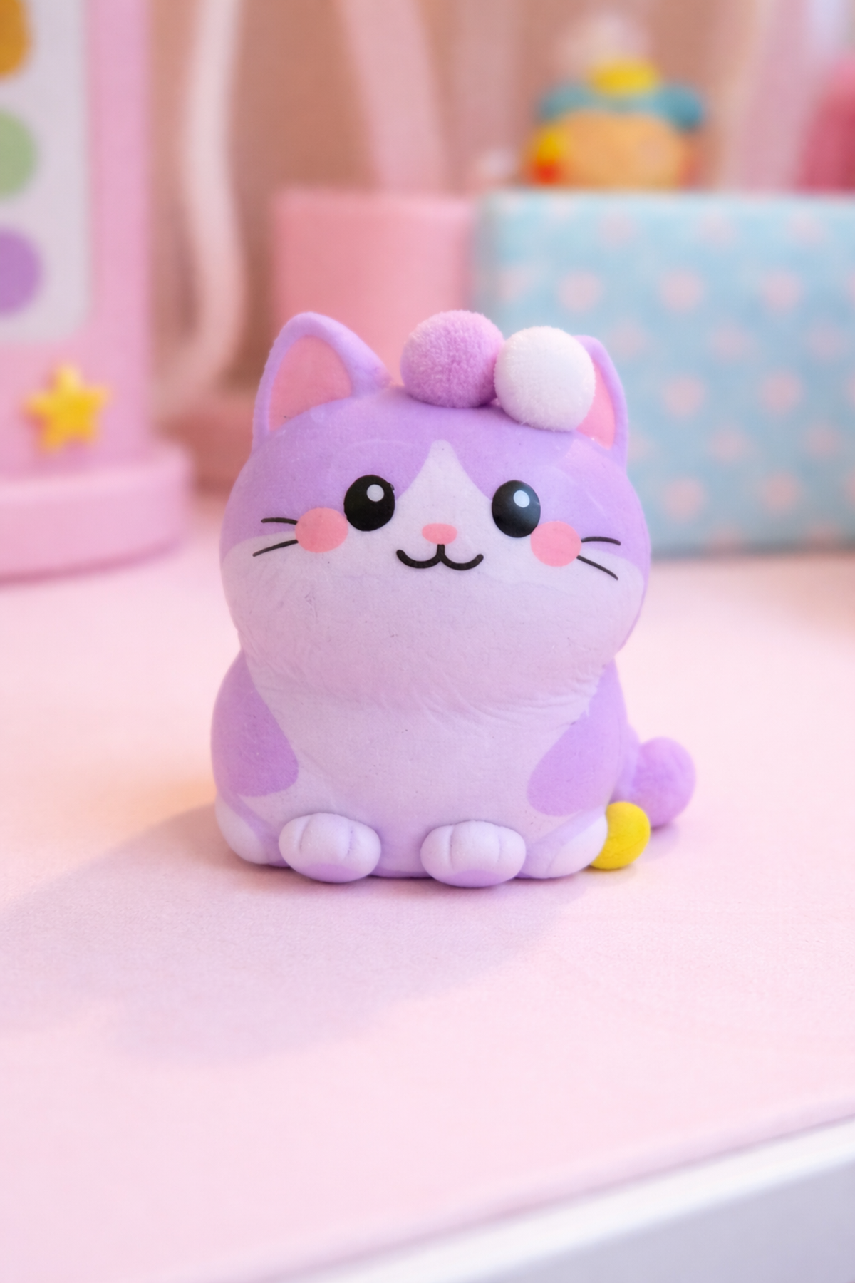 Mor Oturan Squishy Kedi
