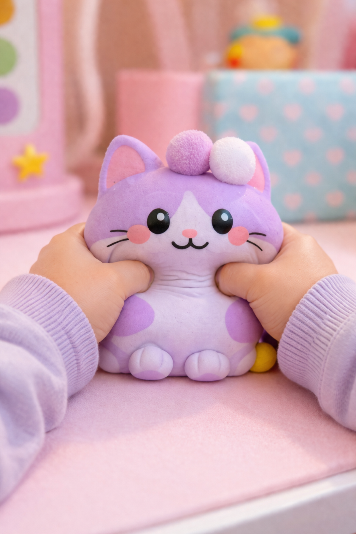 Mor Oturan Squishy Kedi