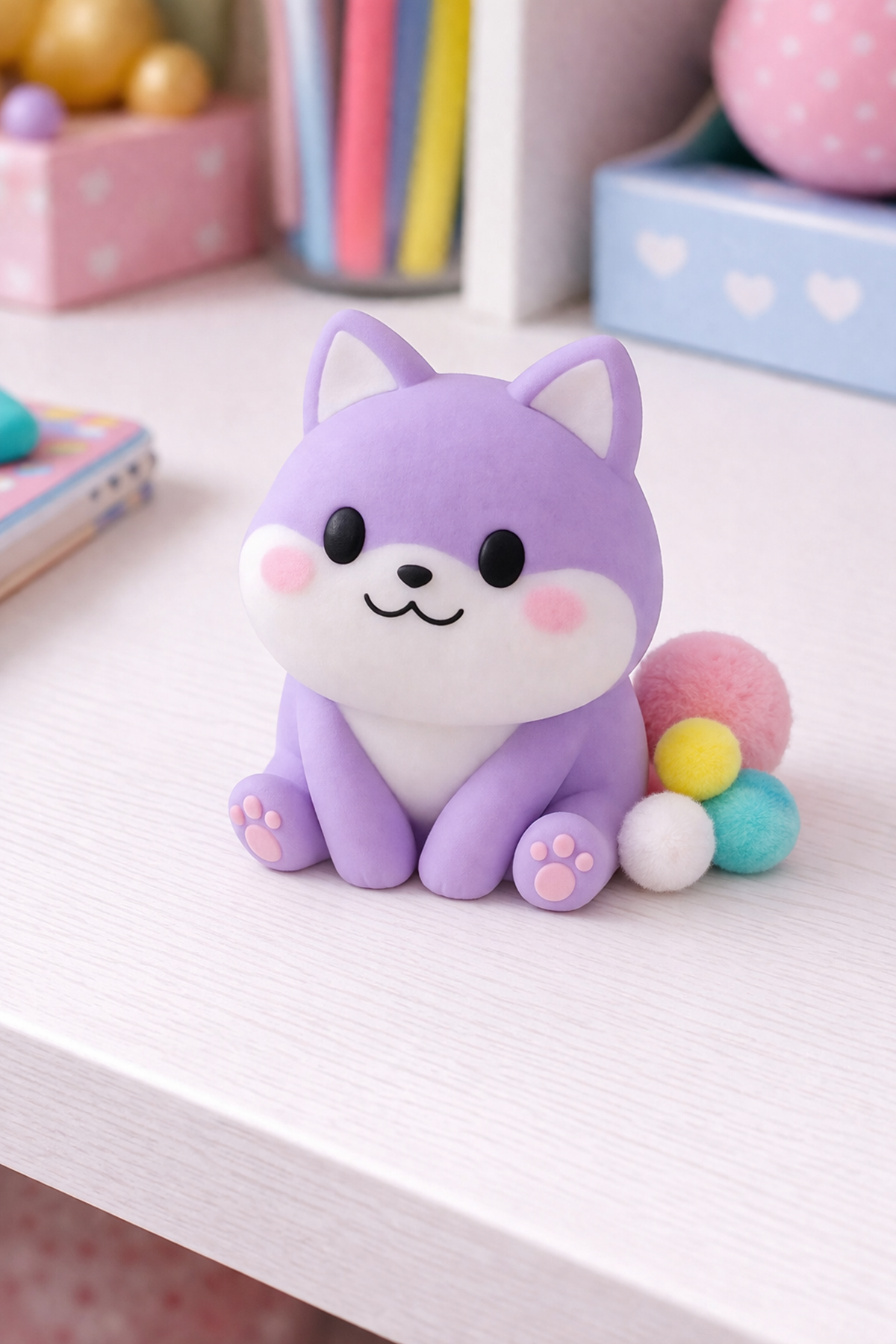 Mor Oturan Squishy Köpek