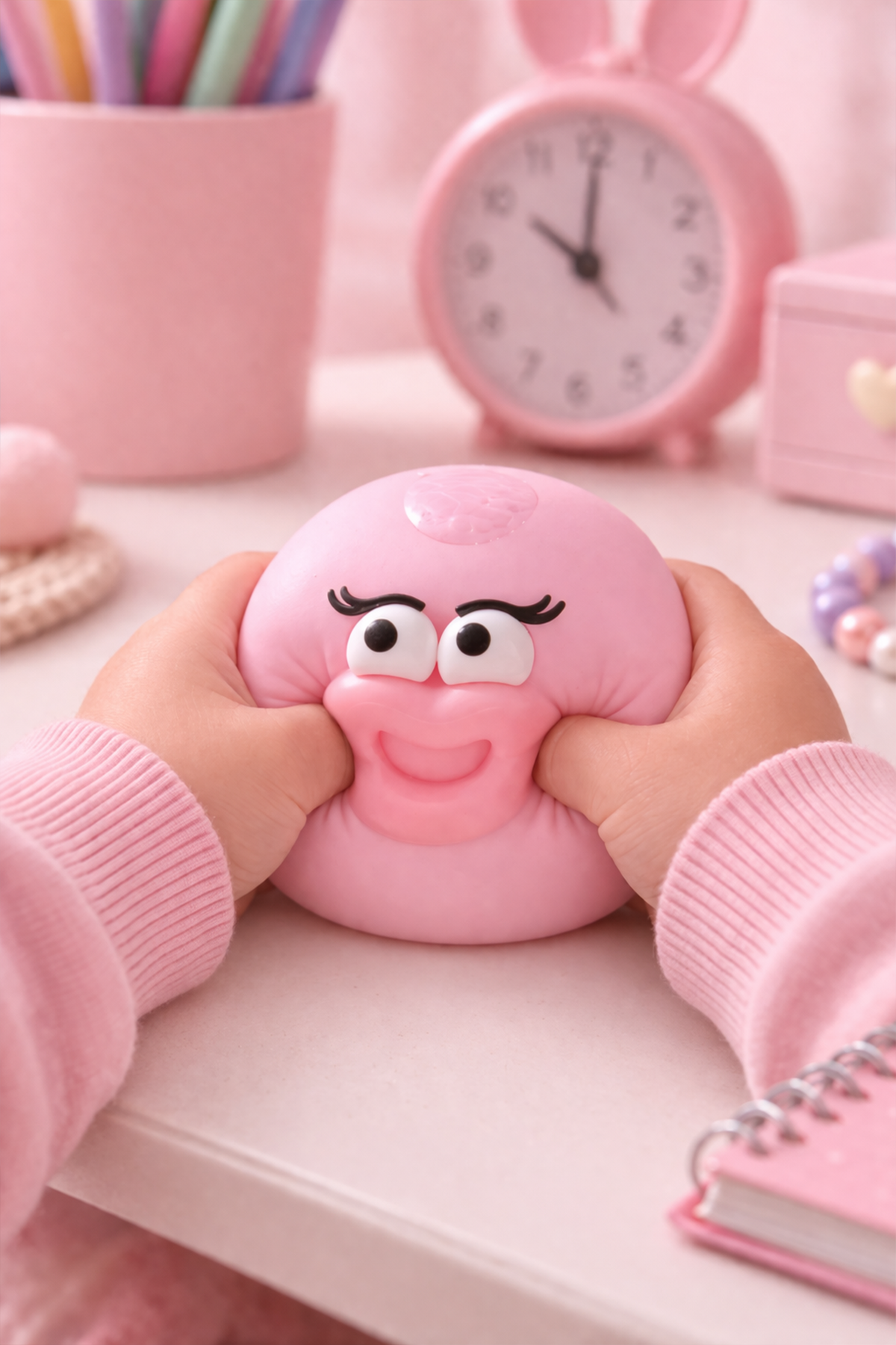 Pembe Gülen Yüz Top Squishy
