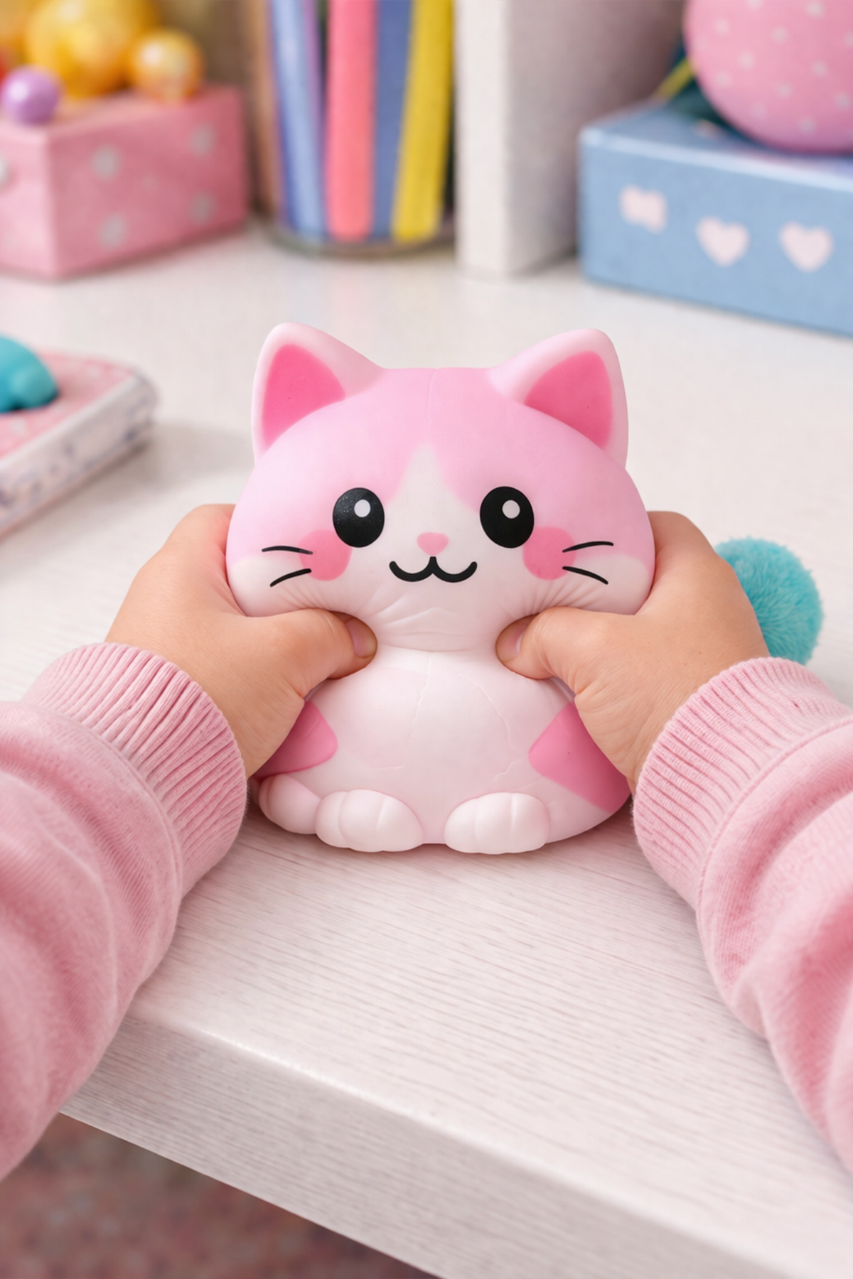 Pembe Oturan Squishy Kedi