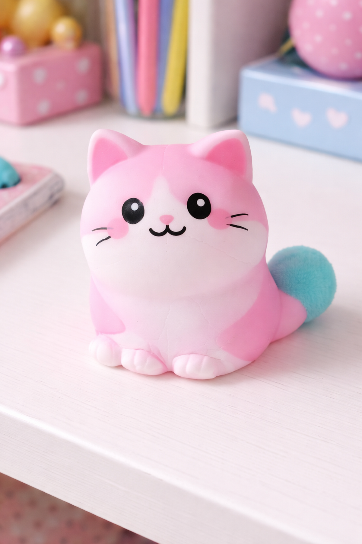 Pembe Oturan Squishy Kedi