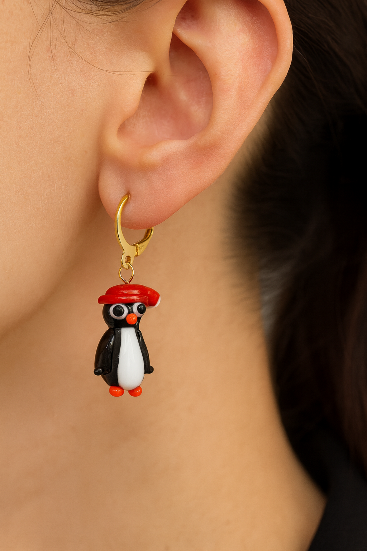 Şapkalı Penguen Küpe