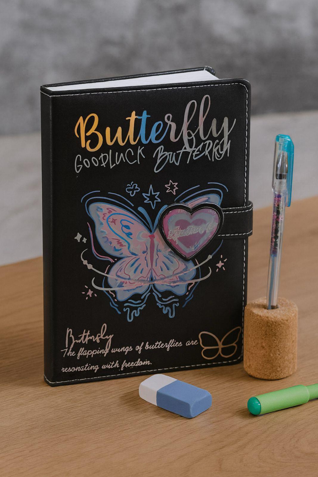 Siyah Zemin Mıknatıslı Kelebek Defter