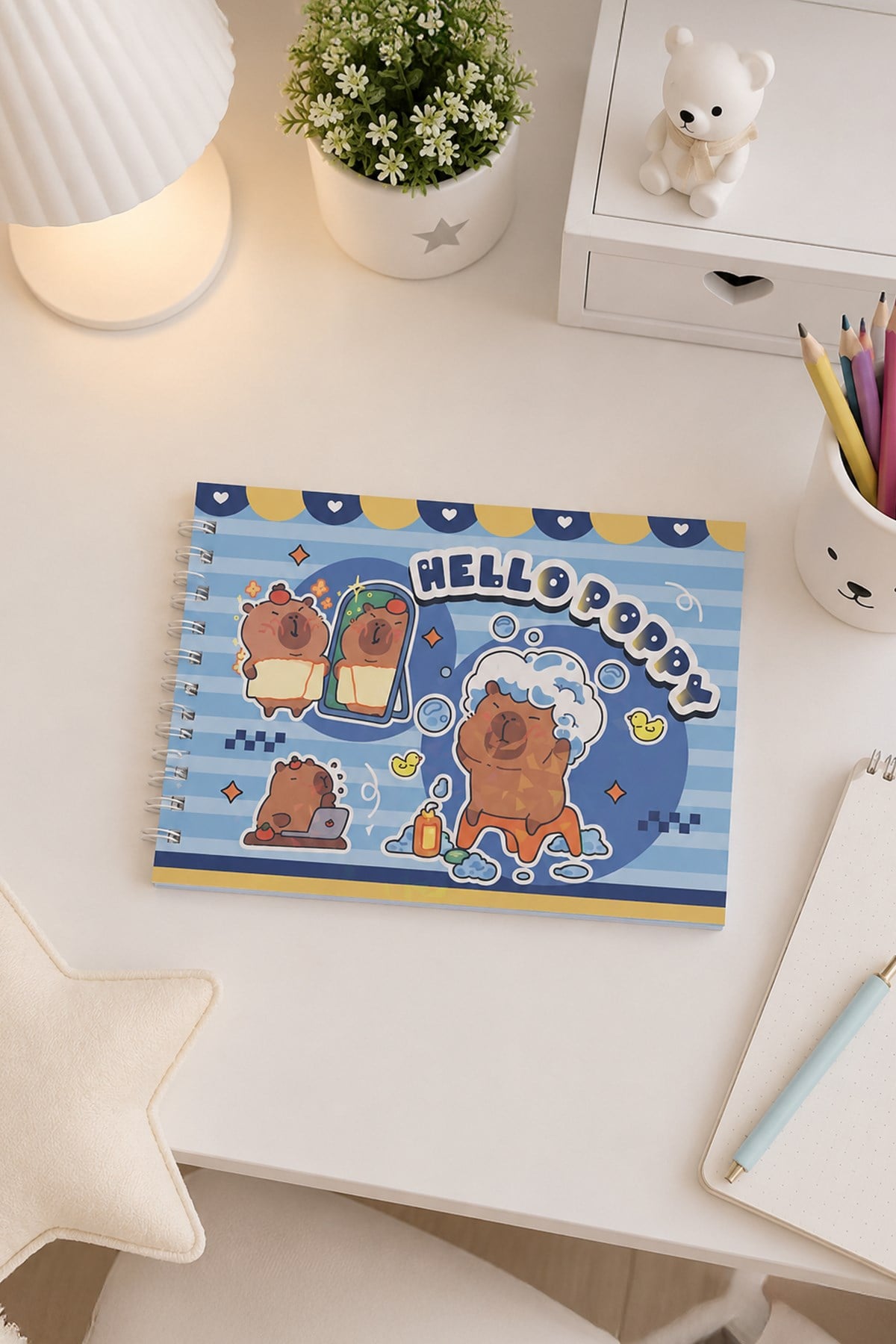 Spiralli Mavi Hologram Hello Poppy Boyama Defteri 21,5X 15 cm