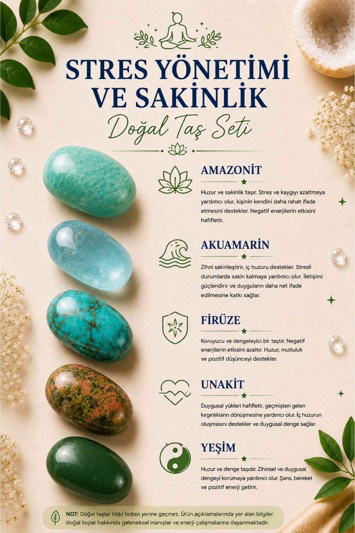 Stres Yönetimi ve Sakinlik Doğal Taş Seti