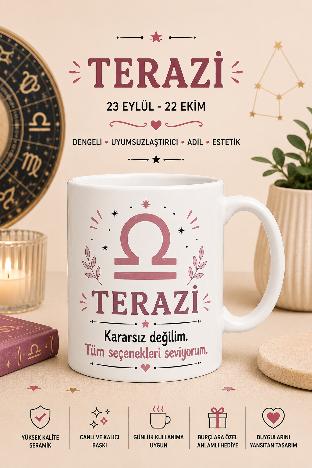 Terazi Burcu Baskı Kupa