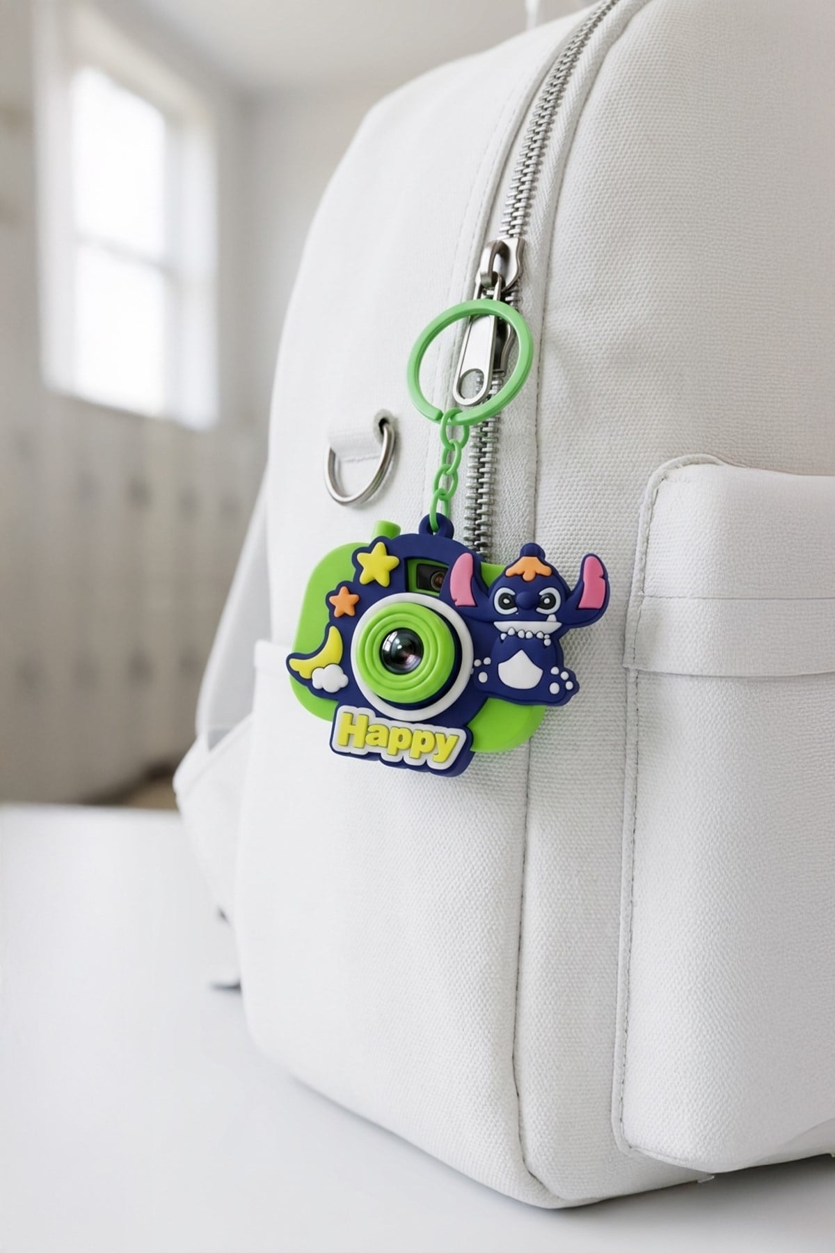 Yeşil Happy Stitch Fotoğraf Makinalı Anahtarlık
