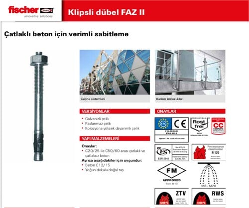 FİSCHER FAZ II ÇELİK DÜBEL 10/100 20 Lİ PAKET