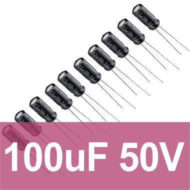 100uF 50V Elektrolitik Kondansatör (10 Adet)