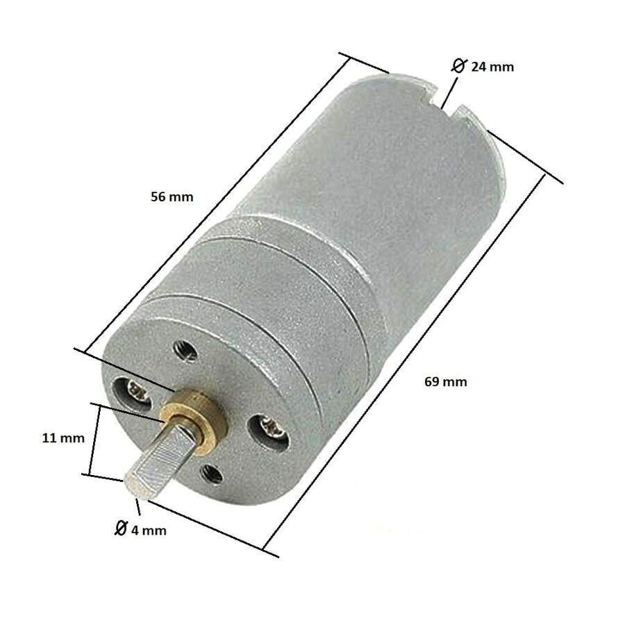 12V 25mm 60 RPM Redüktörlü DC Motor