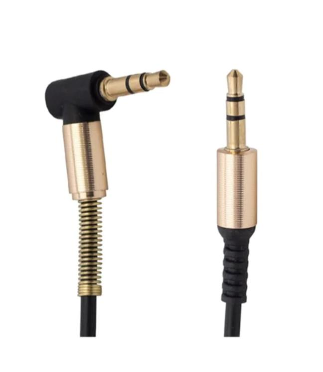 3.5 Mm Metal Başlıklı Erkek/Erkek L Uçlu Jack Girişli Aux Stereo Ses Aktarma Kablosu