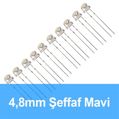 4.8mm Şeffaf Mavi Mantar LED (10 Adet)
