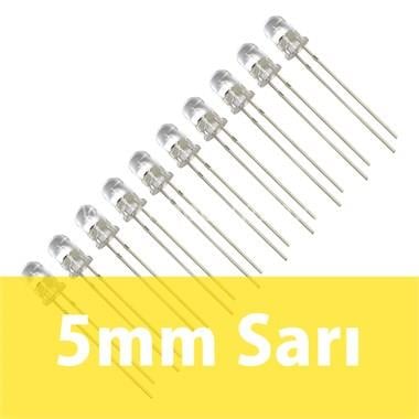5mm Şeffaf Sarı Diyot LED (10 Adet)