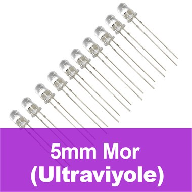 5mm Şeffaf Ultraviyole LED (10 Adet) UV