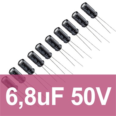 6.8uF 50V Elektrolitik Kondansatör (10 Adet)