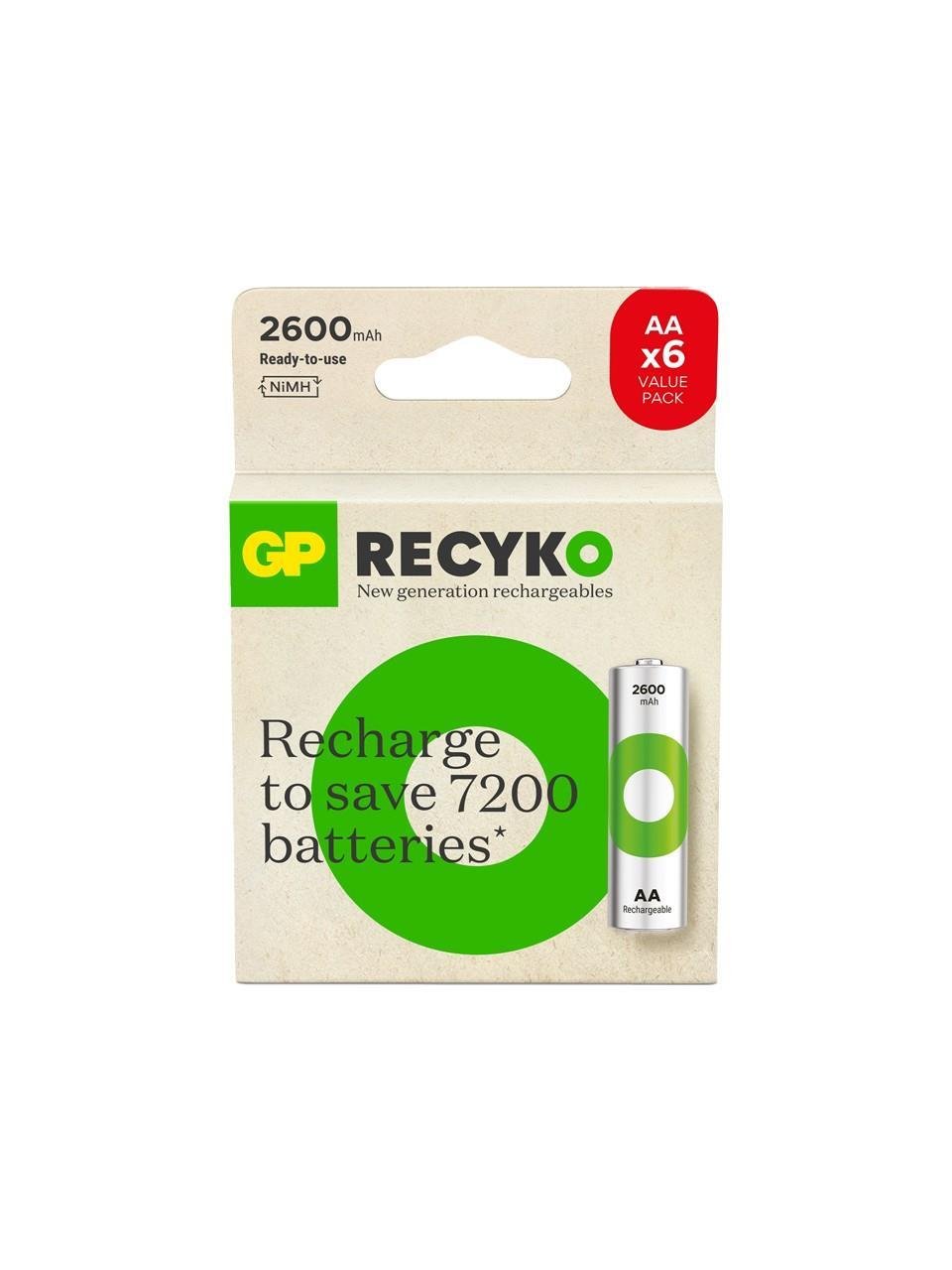 GP RECYKO 2600mah AA Şarjlı Kalem Pil 6'lı Paket