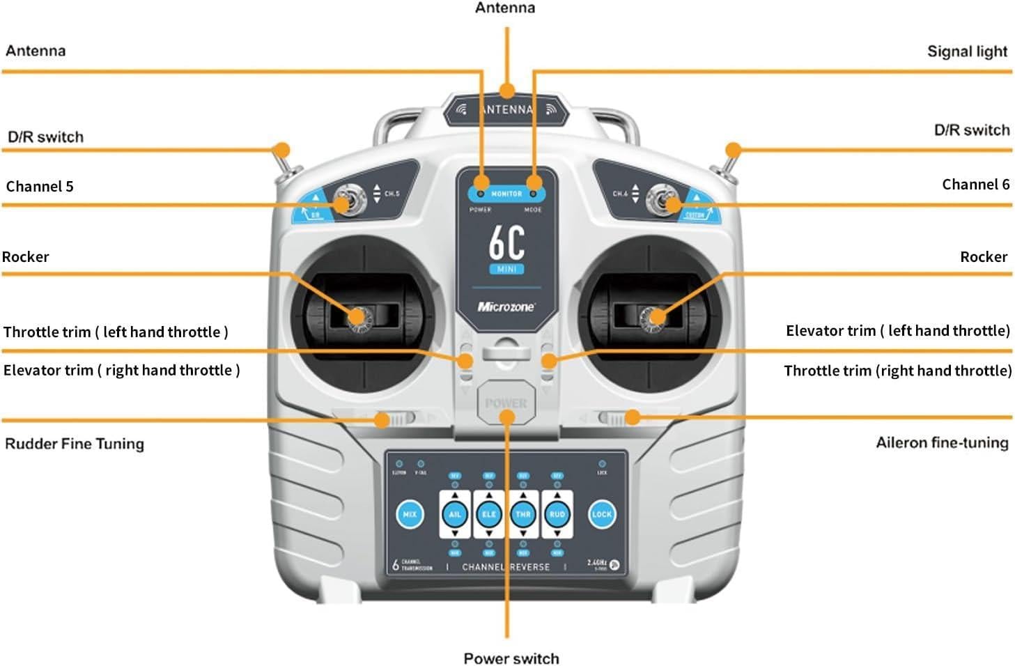 Microzone MC6C 2.4GHZ 6 Kanal Alıcı-Verici Drone Kumandası