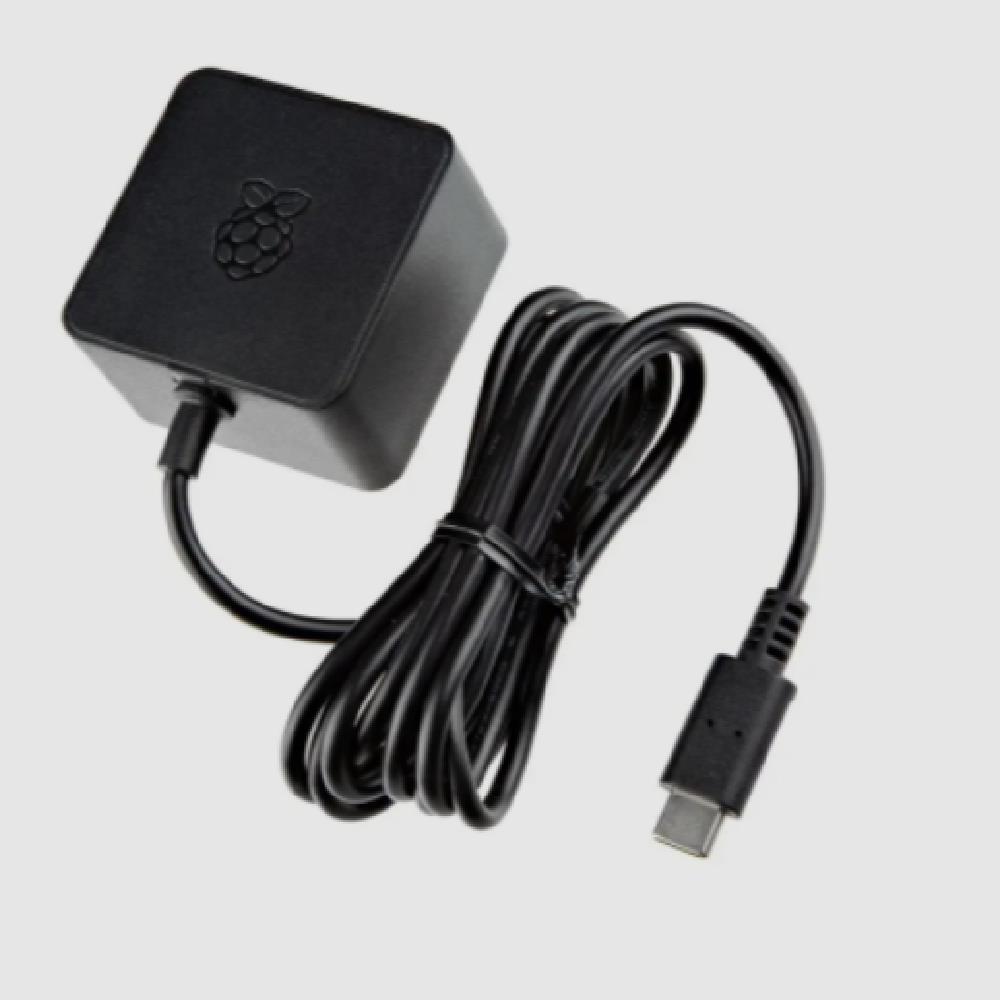 Raspberry Pi 5 Lisanslı Güç Adaptörü Type-C Siyah