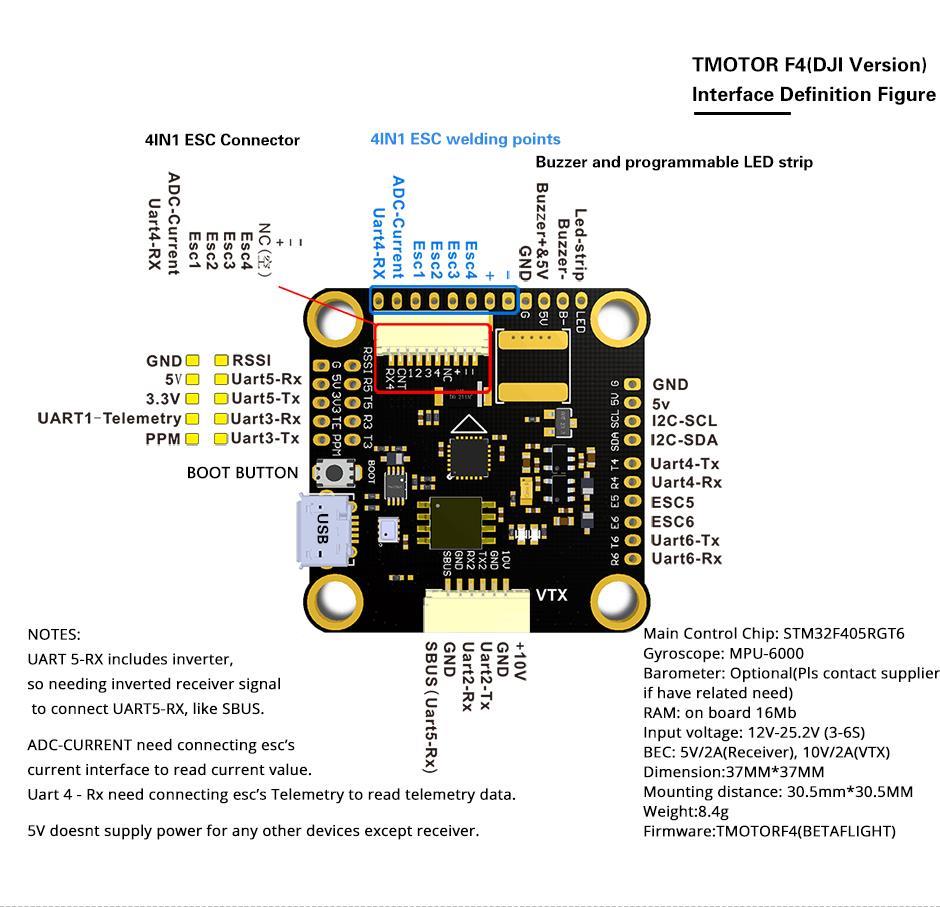 T-Motor Pacer F7 Uçuş Kontrol Kartı 45A 4-in-1 ESC