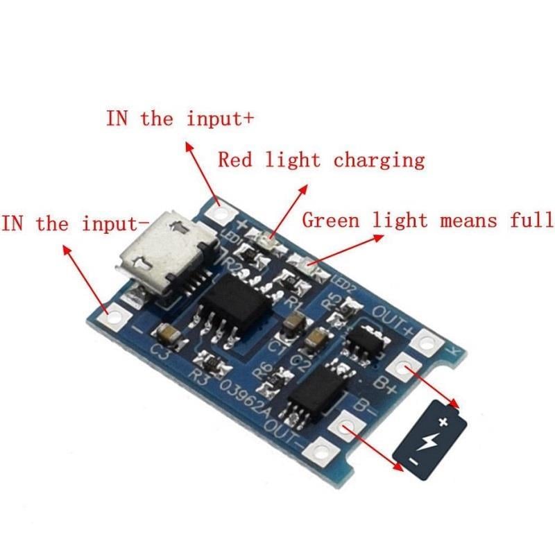 TP4056 Lipo Li-ion Pil Şarj Modülü 1S 3.7V Type-C Pil Şarj Devresi 