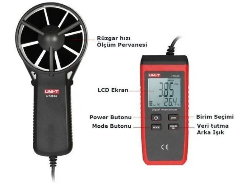 Unit UT363S Mini Rüzgar Hızı Ölçer Anemometre
