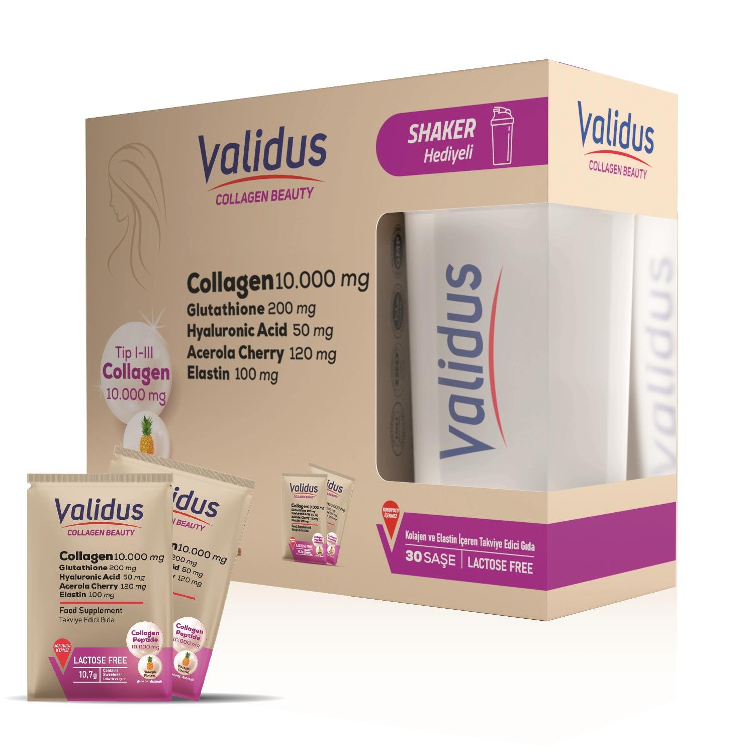 Collagen 10000 Mg + Glutathione 250 Mg Şase - Shaker Hediyeli