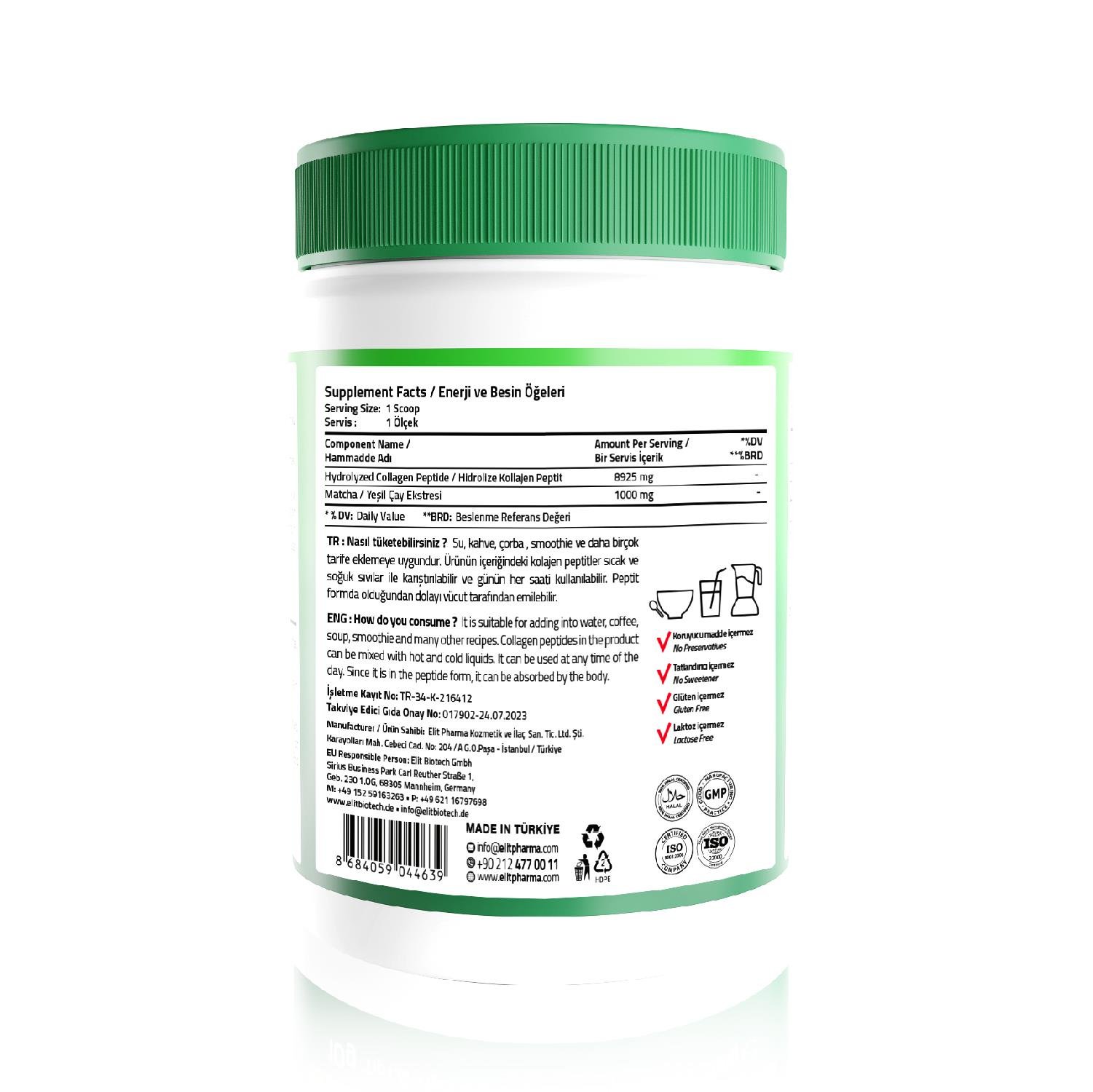 Detox Collagen Peptides + Matcha Powder 300 g