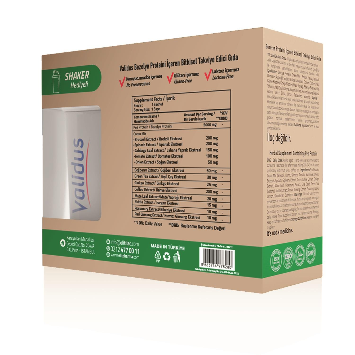 Green Mix Bitkisel Protein Şase - Shaker Hediyeli