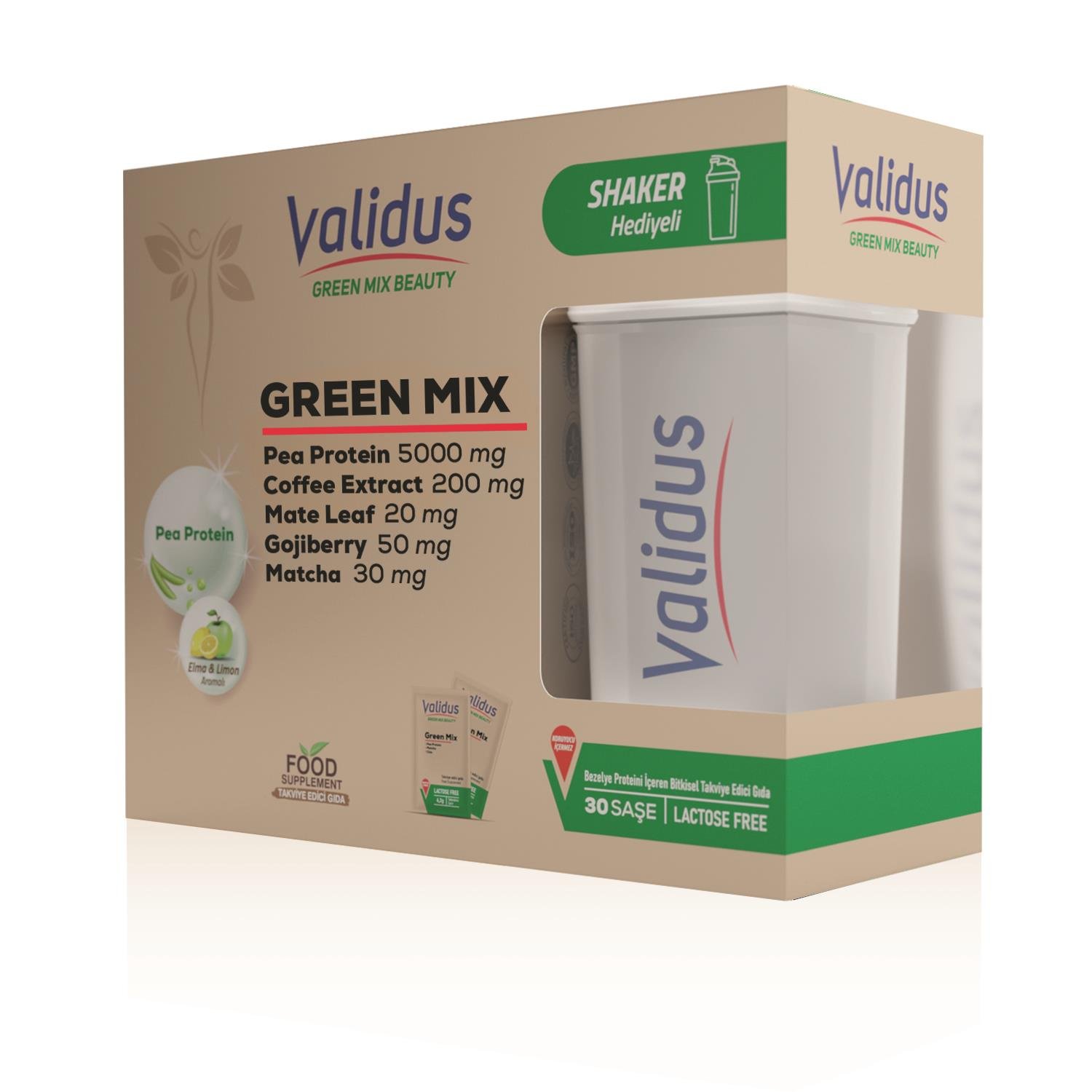 Green Mix Bitkisel Protein Şase - Shaker Hediyeli