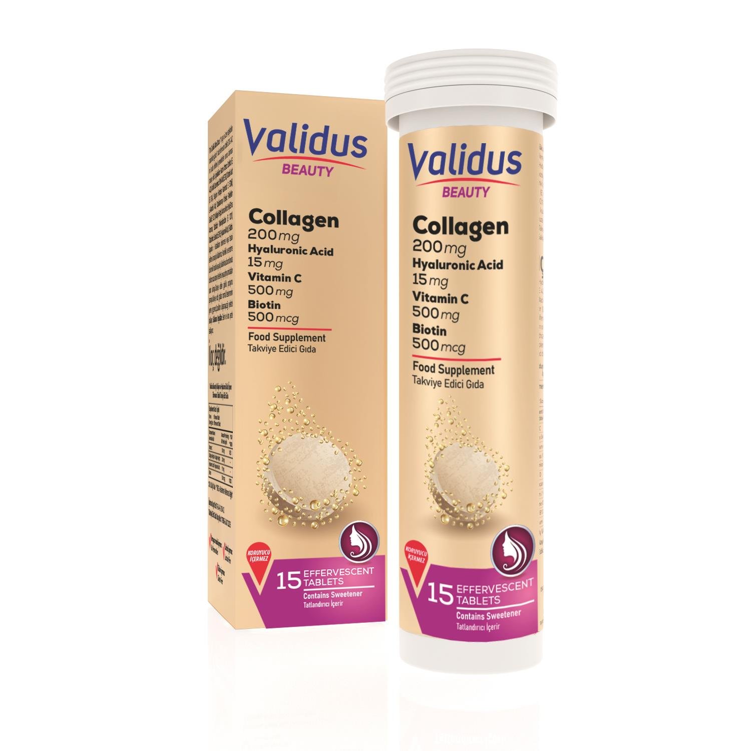 Kolajen Vitamin C Biotin Ve Hyaluronik Asit Efervesan 15 Tablet