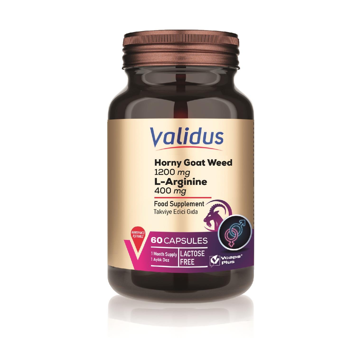 Validus Horny Goat Weed 1200 mg + L-Arginine 400 mg 60 Capsules
