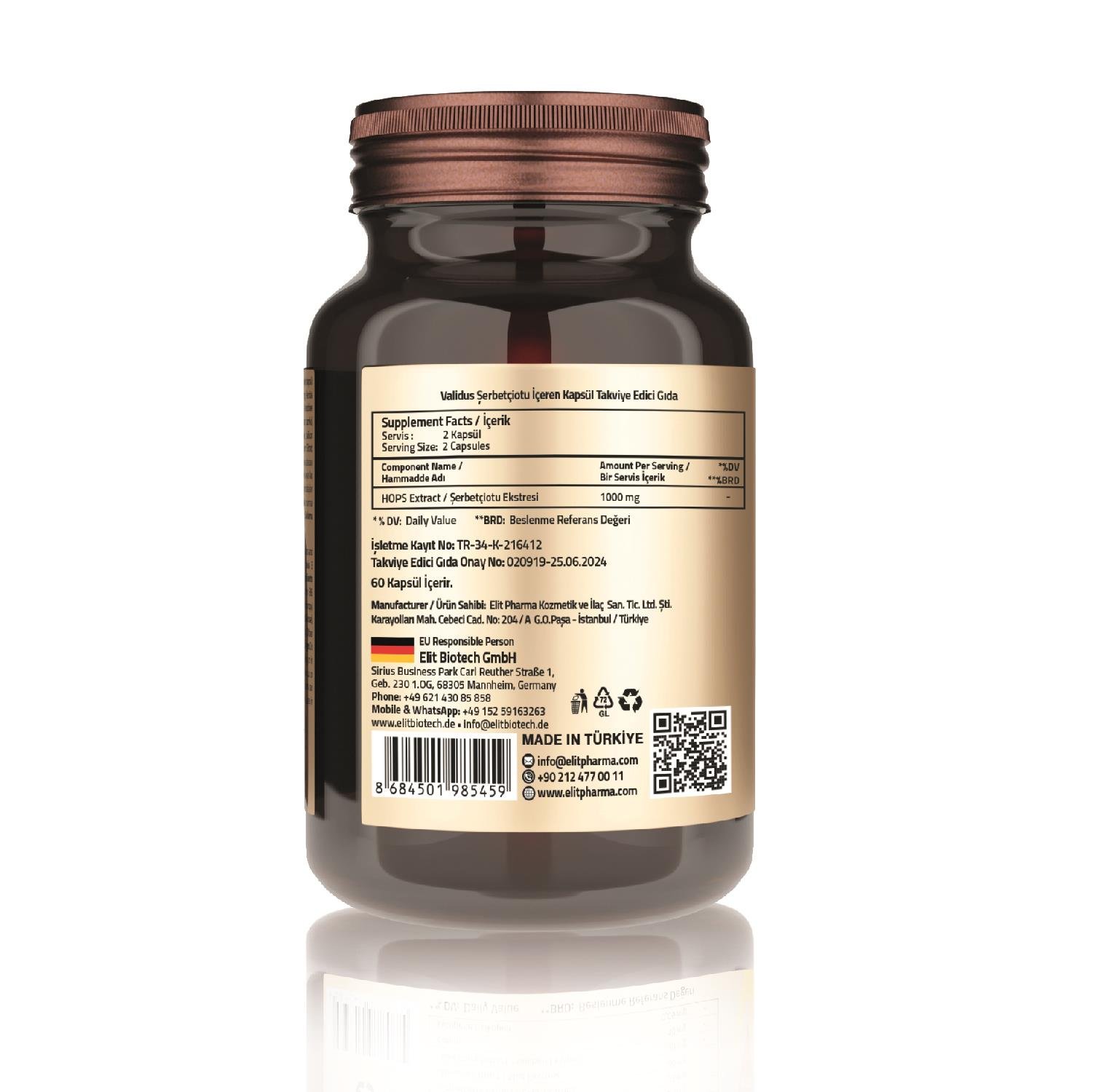 Validus Humulus Lupulus (HOPS) 1000 mg 60 Capsules
